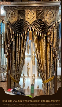 Perdea personalizat de lux Europene atmospheregolden cafea American palace pânză de catifea opace cortina valance tul panou C529