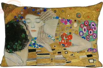 Personalizat fata de Perna Pictura Artist&Gustav Klimt dreptunghi cu Fermoar Pernă Pernă Caz Acoperire 45x35cm(O Parte) Tipărite
