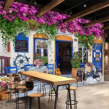Personalizat murale 3d tapet Mediteraneene Rose Cafe Restaurant Fotografie Tapet cafe restaurant florale gazete de perete decor acasă