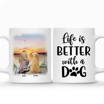 Personalizate Cani Fată și Iubitori de Câini Cana de Cafea Ceasca de Companie Cadou DIY Personalizate Viața Este mai Bine cu un Câine 11/15 Oz RR2022
