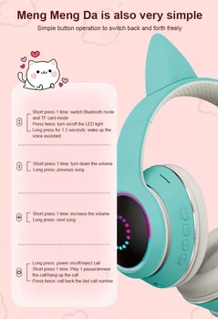 Pisica Ureche Căști compatibil Bluetooth Anulare a Zgomotului Copii fata de LED-Cască RGB Stereo Over-head set cu Cască fără Fir Cu Microfon