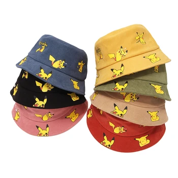 Pokemon Pikachu Copii Pescar Palarie Toamna Iarna Nou Stil De Desene Animate Pentru Copii Pălărie Fată Băiat Cu Vârf Plat Margine Largă Valul Bazinul Pălărie