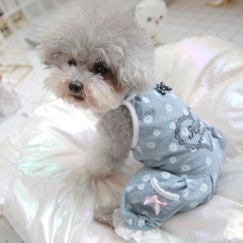 Primavara-Vara Mic Câine De Companie Sling Costume Drăguț Roz Albastru De Imprimare Inima Câinii Haine Salopetă Catelus Haine De Câine Chihuahua Pudel