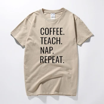 Profesorii De Cafea Preda. Pui De Somn Repeta Amuzant Noutate Tricou Pentru Barbati De Moda De Vara Scrisoare Tricou Din Bumbac Tricou Casual
