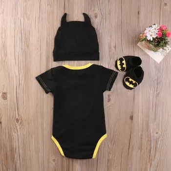 Pudcoco Noua Moda Băiețel Nou-născut Costume de Haine de Bumbac Romper+Pantofi+Pălărie 3Pcs Set Haine Desene animate Îmbrăcăminte Set 0-24M
