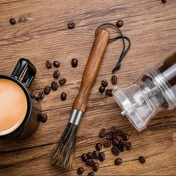Rasnita De Cafea De Curățare Perie Cu Peri Naturali Șnur Mașină De Cafea Perie Instrument De Curățare Pentru Barista Bucătărie Acasă