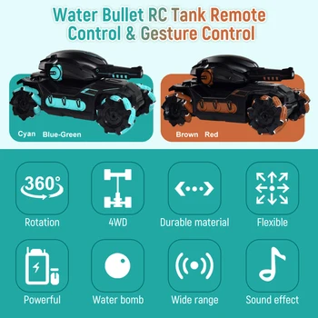 RC Masina de Dimensiuni Mari, tracțiune integrală 4WD Rezervor de Jucărie RC Apă Bombă de Fotografiere Competitive Gest Controlată a Rezervorului de Control de la Distanță Masina de Drift pentru Adulti Jucarii Copii