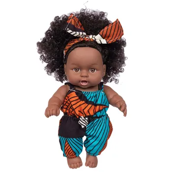 Realist De 8 Inch De Vinil Kawaii Negru African Fetita Papusa Drăguț Negru Parul Cret Copil Jucărie De Copii Cadou De Ziua Festivalului Cadou