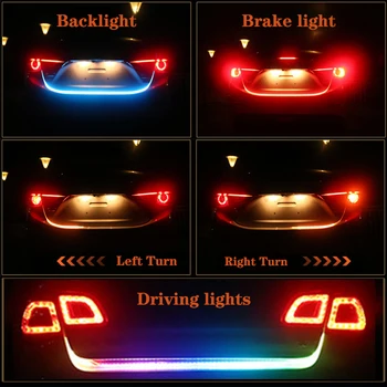 RXZ NOU de 1.2 M, 1.5 M Car Hayon Cotitură Semnal Bar de Lumina RGB LED Strip Lumina Portbagaj Fâșii Multicolore de Frânare Lampa de auto-styling