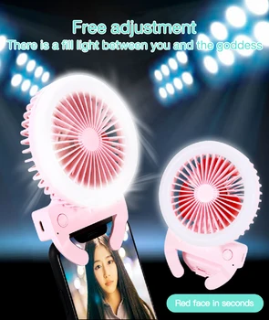 Selfie Led-uri de Lumină Inel Cu Ventilator 3 Nivel de Lumină Portabile, Mobile Selfie Lampa Clip Telefon Rechargeble 800mAh Fotografie