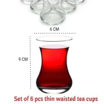 Set de 6 talie subțire turc cesti de ceai de înaltă calitate ochelari - 5 ore prezentare servicii - pentru șase persoane - fiecare pahar 135 cc