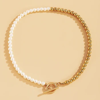 SHIXIN Scurt Imitație Margele Perla Cravată Colier pentru Femei de Aur/Argint de Culoare Margele Lanțuri Clavicula Colier 2021 Neck Bijuterii