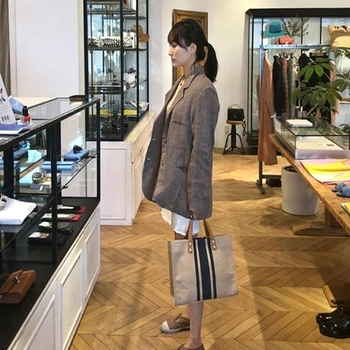 Simplu Moda de Mare capacitate Geantă de mână Pentru Femei Vintage cu Dungi Recipienti Pentru Femei Portabil Ol Servieta de Afaceri Stil coreean