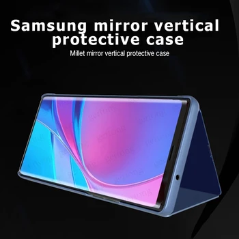 Smart Mirror Caz Flip pentru Samsung Galaxy A52 A72 A32 A12 Translucid Vedere Clară Argintat Corp Plin Capac rezistent la Șocuri Funda