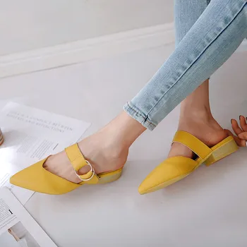 Smirnova 2020 en-gros de dimensiuni mari 33-48 femei sandale subliniat toe catarama tocuri joase sandale de vară papuci de femei pantofi casual