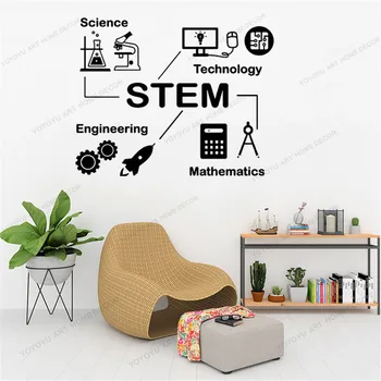 STEM Știință, Tehnologie, Inginerie Matematică Autocolant de Perete de Știință Chimie Școala de laborator Dormitor Decor Acasă CX753