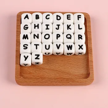 Sunrony 10buc 12mm Alfabetul englez Margele de Silicon Folosit Pentru Suzeta pentru Copii Bratari de Lanț Pentru a Face Clasa Alimentare, Jucării de ros
