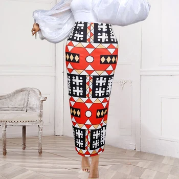 Talie mare Plus Dimensiune Fuste Lungi pentru Femei XXL Geometrice Pakage Hip Slim Fit Bandaj Africane Fusta Casual, Petrecere de Seara Jupes