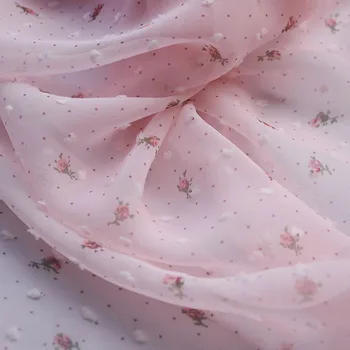 Tesatura de sifon Flori Imprimate Tesatura de Sifon de Primăvară Și de Vară Mici Florale Rochie de Îmbrăcăminte, Material textil,roz ,albastru ,de Metru