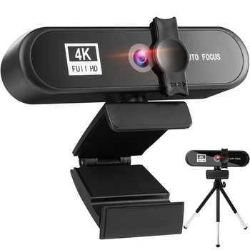 Top Oferte 4K Video-Conferință Autofocus Webcam USB Camera Web cu Micphone și Trepied pentru Întâlnirea de Transmisie Live HD PC, Web Cam