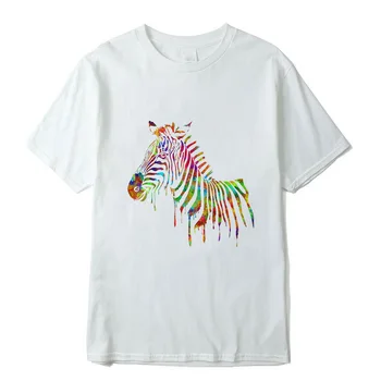 Tricou femei Zebra print T-shirt de Desene animate Harajuku cu mânecă scurtă casual grafic T-shirt, O-neck top T-shirt Femei