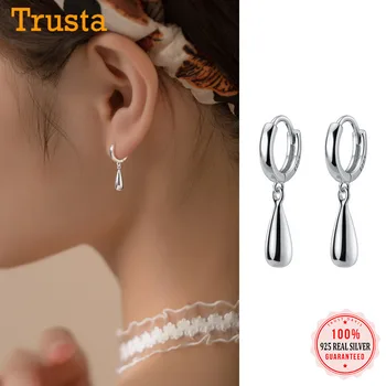 TrustDavis Real Argint 925 Moda Picături de Apă Mici Hoop Cercei Pentru Femei Nuntă Cadou Bijuterii DB1225