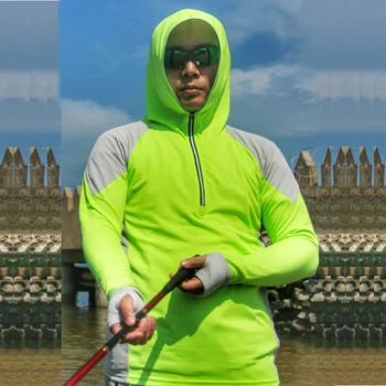 TRVLWEGO Pulover Tricouri Pescuit Îmbrăcăminte Respirabil protecție Solară Bărbați Uscare Rapidă UPF 50+ Maneca Lunga cu Gluga de Pescuit Tricouri