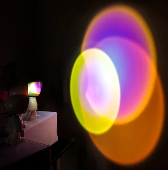 USB 360°apus de soare Proiector Lampa Robot Proiector Led Lumini de Noapte Curcubeu Apus de soare Roșu Selfie Lumina Dormitor Atmosfera Lampă de Masă