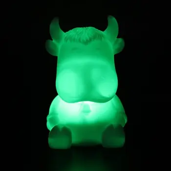 Vaca Forma A 7-Culoare Schimbare LED-uri Lampa de Animal Lumina de Noapte Veioza Decor Acasă