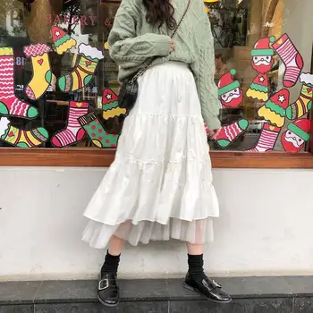 Vara noi coreeană stil de colegiu plasă de mozaic fusta pentru studenții de sex feminin