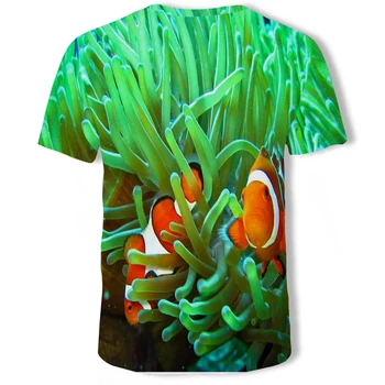Vara noi de pește ocean model de de bărbați și femei T-shirt Harajuku solid de culoare de imprimare 3D de imprimare T-shirt liber și de distracție pentru bărbați T-