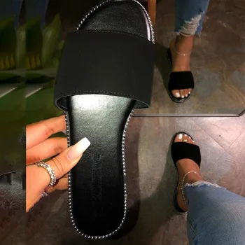 Vara pentru Femei Papuci Doamnelor Bling Cristal Diapozitive Femeie Casual în aer liber Pantofi de Plaja Femei Aluneca Pe Piele Pu Confort 2020 Nou