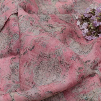 Vintage Roz de Înaltă Calitate Naturale Pure Ramie Lenjerie de pat Tesatura Pânză Subțire de Vară Stil Chinezesc Halat Rochie de Ț Diy Cusut DIY