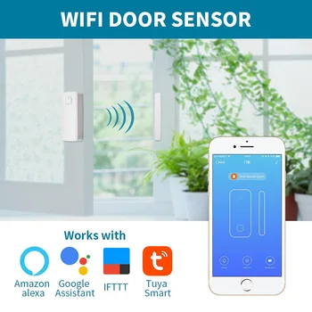 VIRCSYW Wifi Alarma Casa Tuya de Viață Inteligentă WiFi Ușă Senzor de Geam Compatibil Cu Alexa de Start Google Android IOS APP
