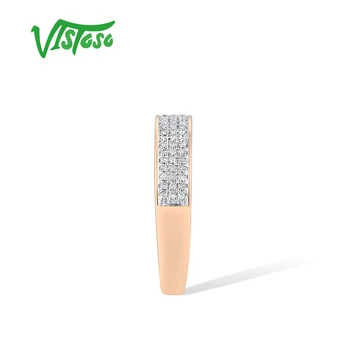 VISTOSO Reale 14K 585 Crescut de Inel de Aur Pentru Femei strălucitor Diamant Promit Logodna Cadou de Aniversare Stil Simplu Bijuterii Fine