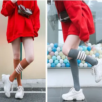 Vânzare Clearance-ul Stil de Colegiu cu Dungi pentru Femei Ciorapi Japoneze Kawaii Drăguț Elevi Genunchi Șosete Mari Coapsa Inalta Șosete