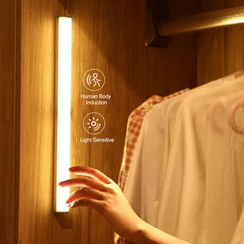 Wireless Cabinetului CONDUS Lumina de Noapte USB Senzor de Mișcare Dulap Lampă de Noptieră pentru Bucatarie Dormitor Scara de Iluminat de Urgență Felinar