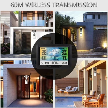 Wireless Statie Meteo de Interior, în aer liber Ecran Color Prognoza Meteo Gara cu Senzor Digital de Temperatură și Umiditate Ecartament