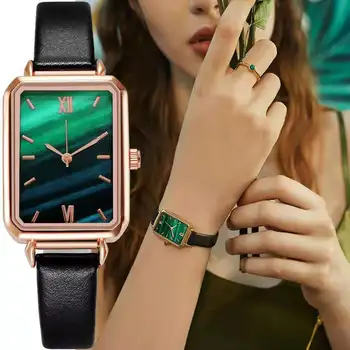 WOKAI Femei Brand Ceasuri Piața de Moda Doamnelor Cuarț Ceas Brățară Set de Apelare Verde Simplu, Aur roz a ochiurilor de Plasă de Lux pentru Femei Ceasuri