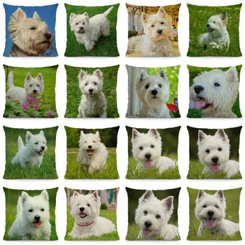 XUNYU West Highland Terrier Model Pernele de Acoperire 45x45cm Câine Animal Print Acasă Perna Decorativa Caz PQ02