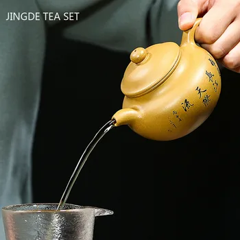 Yixing ceai vase de Lut Violet Ceainic Prime de minereu de Aur Secțiunea de Noroi Retro Descrie frumusețea peisajului, fierbător Boutique Teaware 230ml