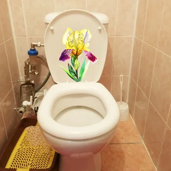 YOJA 17X24CM Galben Flori Acuarelă WC Toaletă Autocolant de pat Cameră de Decorare Perete Decal T1-1799