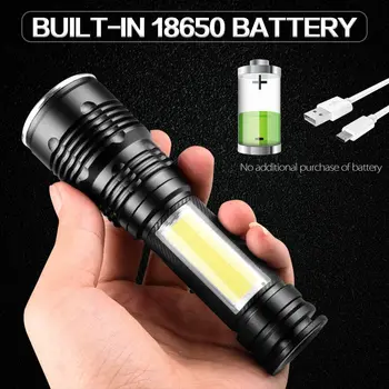 ZHIYU Ultra Bright LED Lanterna cu Curea de Mână USB Reîncărcabilă Lanterna cu Built-in Baterie 18650 Tactice Zoom Lanterna