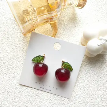 ZiccoWong Vinuri Roșii Cherry Earstud Cercel Pentru Femei Fată Frumoasă Transparent Fructe Stud Cercel Bijuterii Cadou Pentru Petrecere