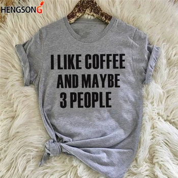 Îmi Place Cafeaua și Poate 3 Oameni de Litere Topuri pentru Femei, Fete, moda femei, moda gri casual slogan tee tricou tumblr
