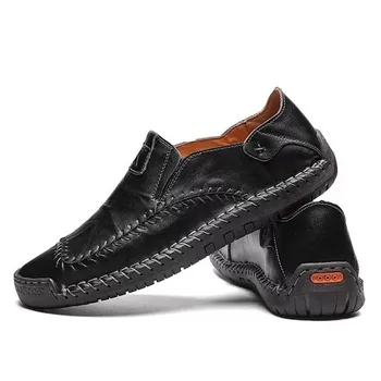 Încălțăminte solidă pantofi casual barbati apartamente de primăvară artificiale din piele slip-on de cusut adult comfoatable adidași pantofi de înaltă calitate