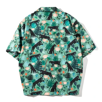 Întuneric Pictograma Material Subțire Hawaiian Tricou Bărbați Vară Streetwear Camasi pentru Barbati Tricou Polo