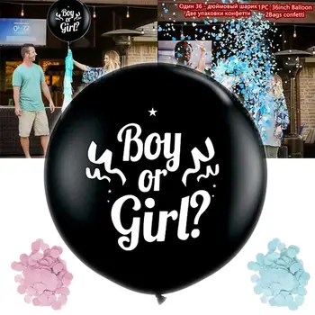 1 buc 36 inch pe Băiat sau Fată Balon de Gen Dezvăluie Petrecere de Latex Negru Ballon cu Confetti Gen Dezvăluie Globos Copil de Dus Decor