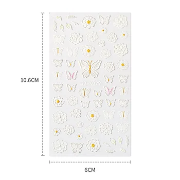 1 BUC Floare Fluture Relief 5D Autocolante Unghiilor Alb Dantelă Florale Nunta, Modele de Unghii de Arta Slider Decor Pentru Manichiura