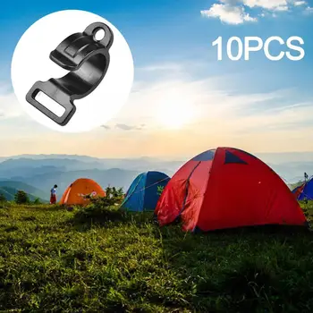 10-bucata Set Negru de Cort Cârlige în formă de C în aer liber Camping Cort Interne Clip de Plastic Polul Accesorii Rulota Cort Tent H U4E6